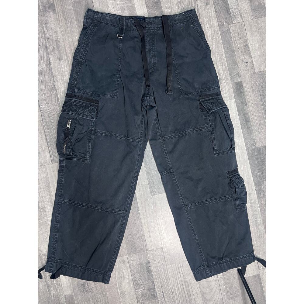 Abercrombie & Fitch Ultra Baggy Cargo Pants Black 32x32 Y2K Utility Wide Leg
